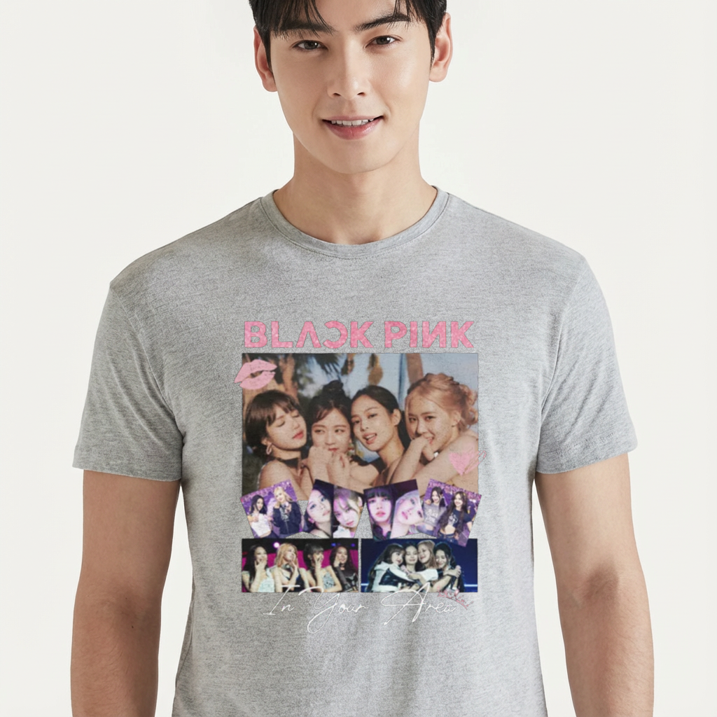 Camiseta Photos Collab BLACKPINK cinza