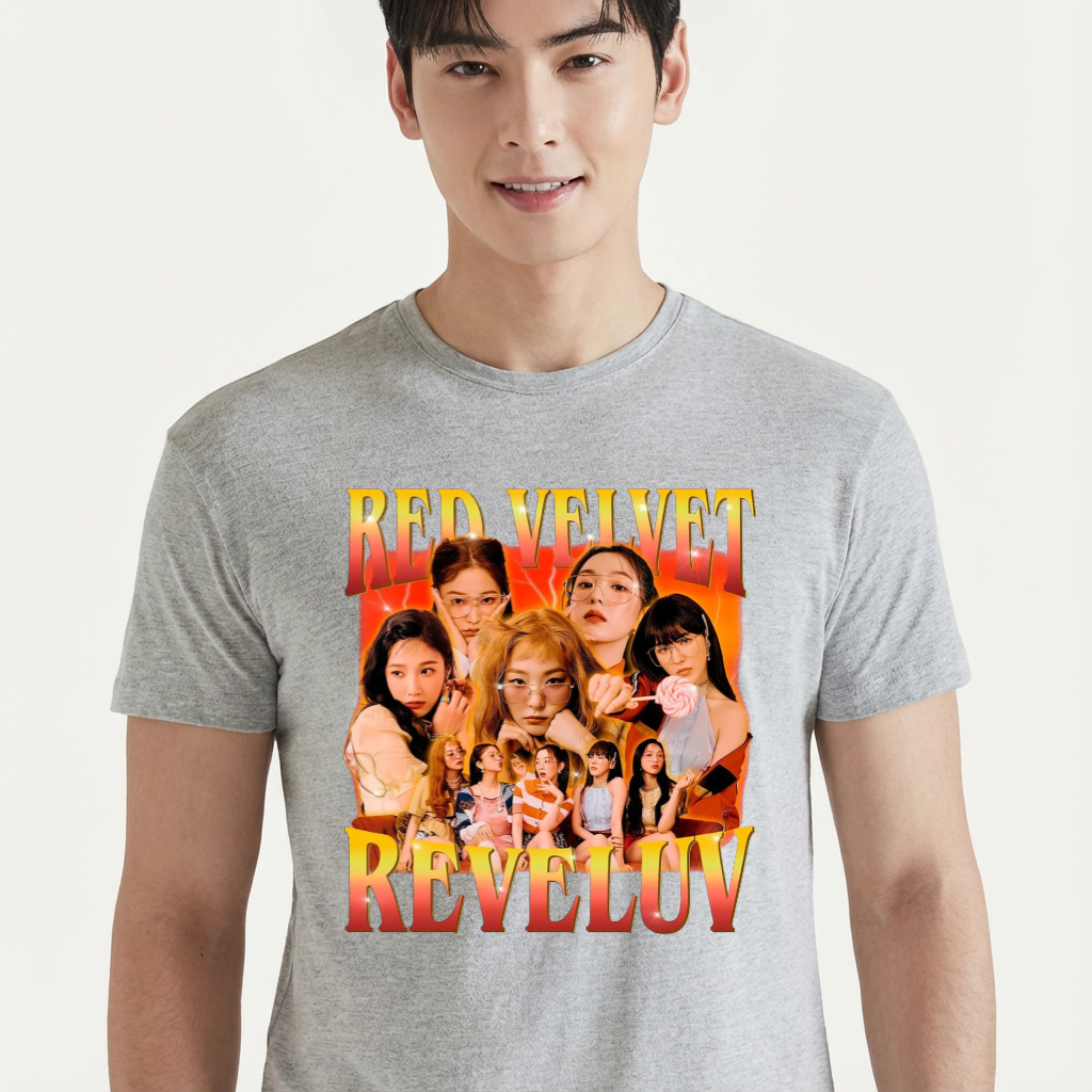 Camiseta Red Velvet Retro cinza