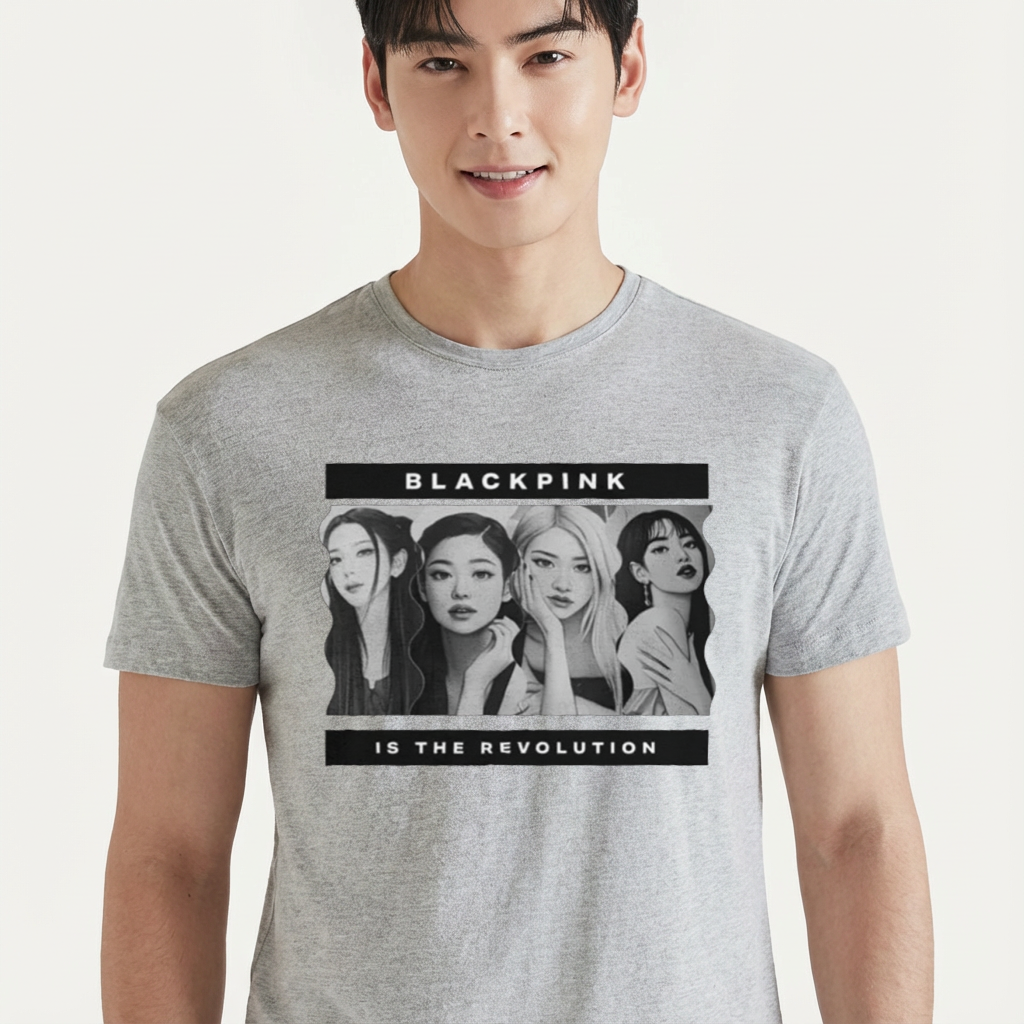 Camiseta camiseta-basica-revolution-design-blackpink - Cinza