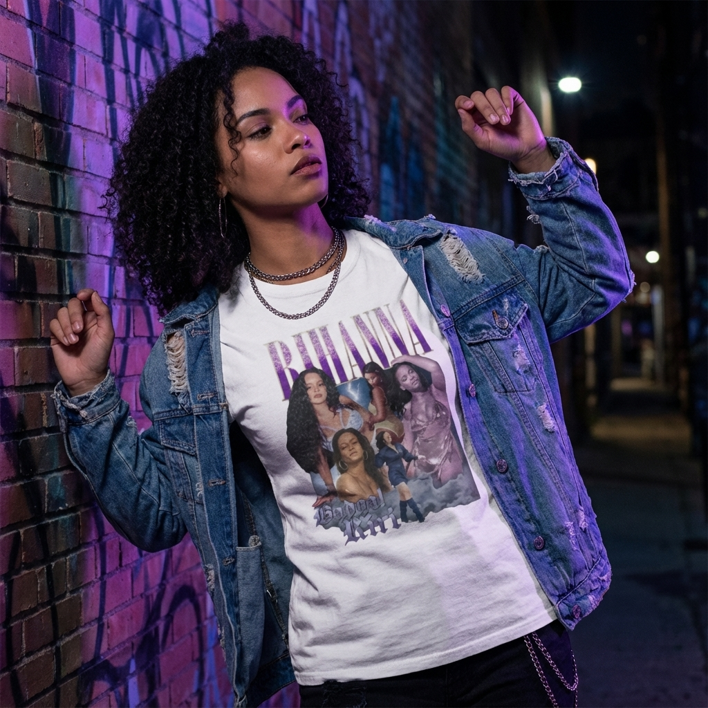 Camiseta Básica Rihanna Badgalriri - Branca