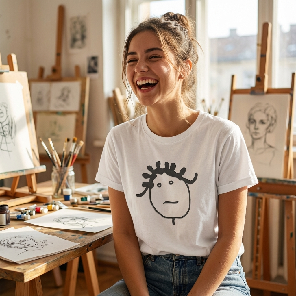 Camiseta Básica Rihanna Illustrated - Branca