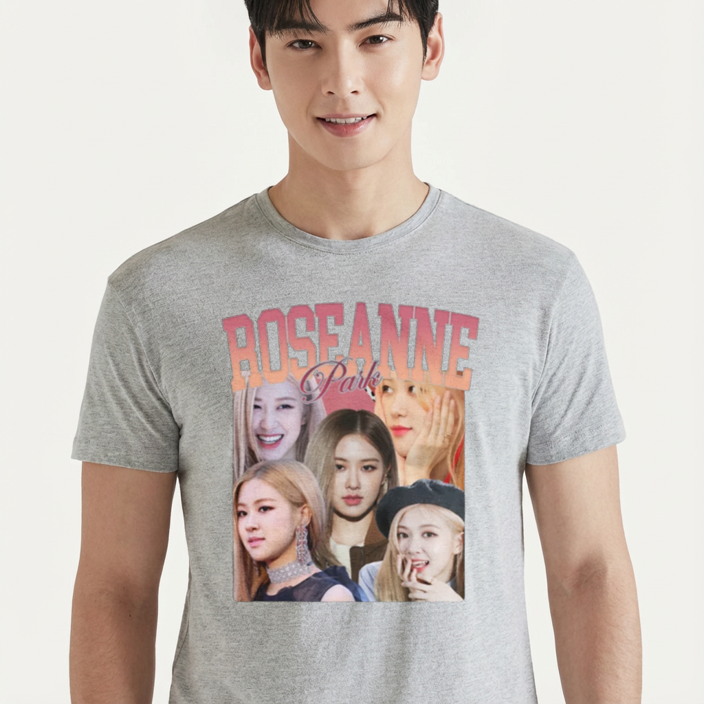 Camiseta camiseta-basica-roseanne-park-blackpink - Cinza