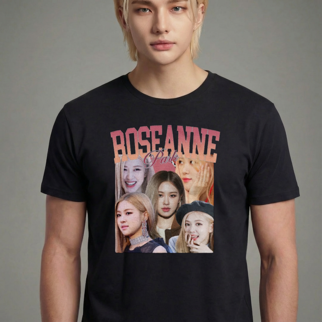 Camiseta camiseta-basica-roseanne-park-blackpink - Preta