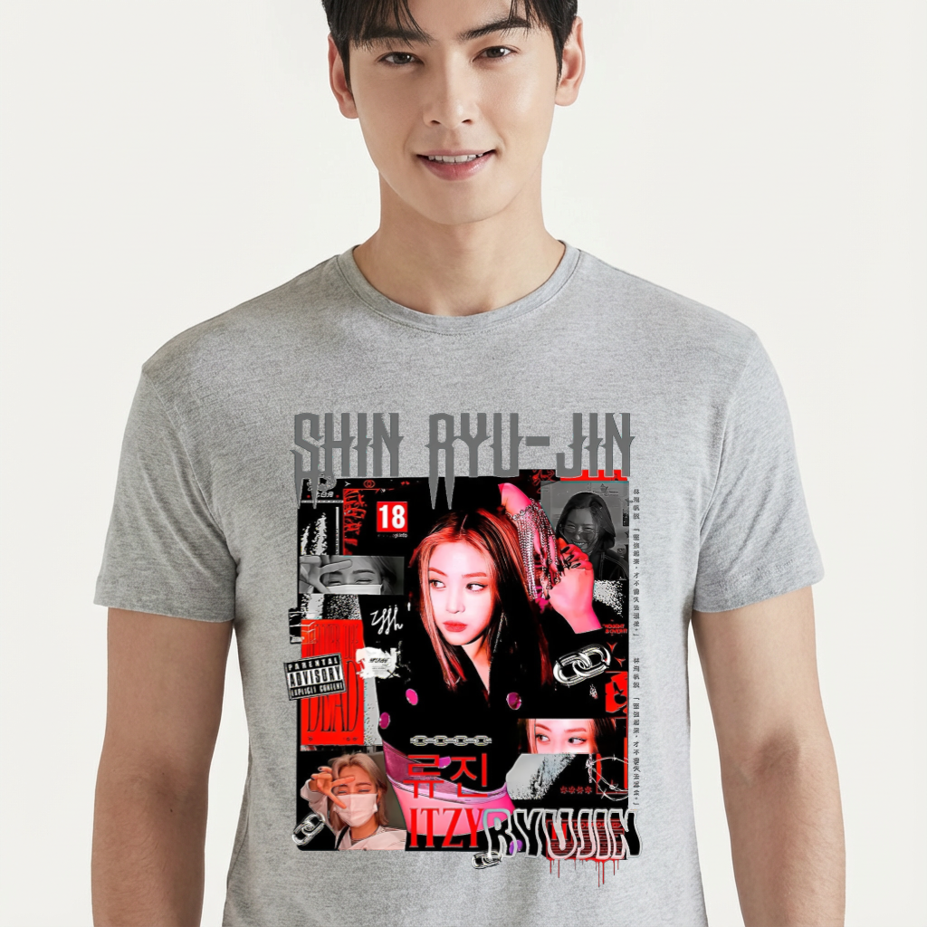 Camiseta Ryujin ITZY cinza