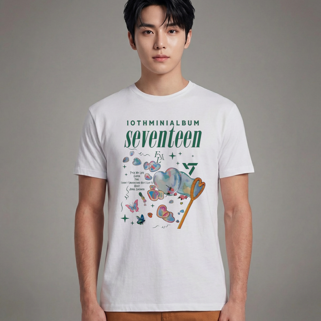 Camiseta Básica Seventeen Iot Minhial Album - Branca