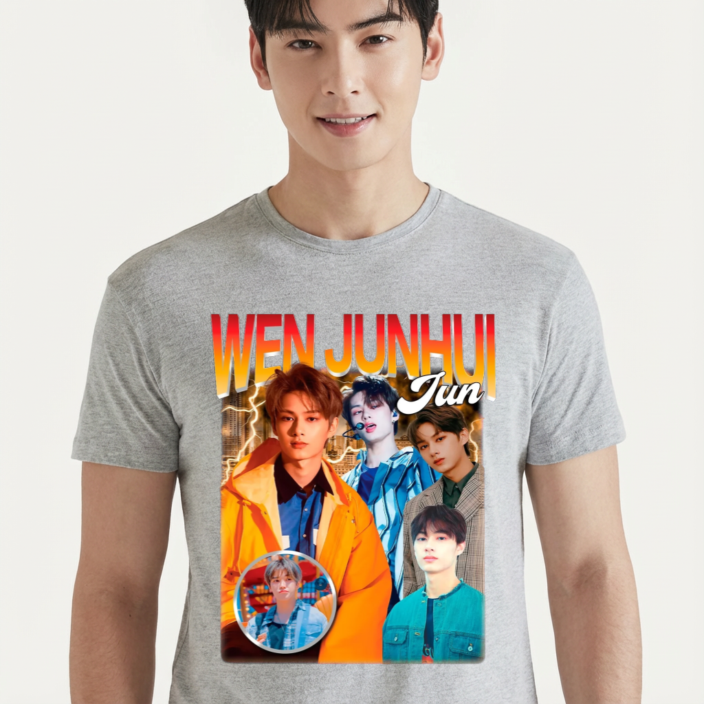 Camiseta camiseta-basica-seventeen-junhui-retro-90s - Cinza