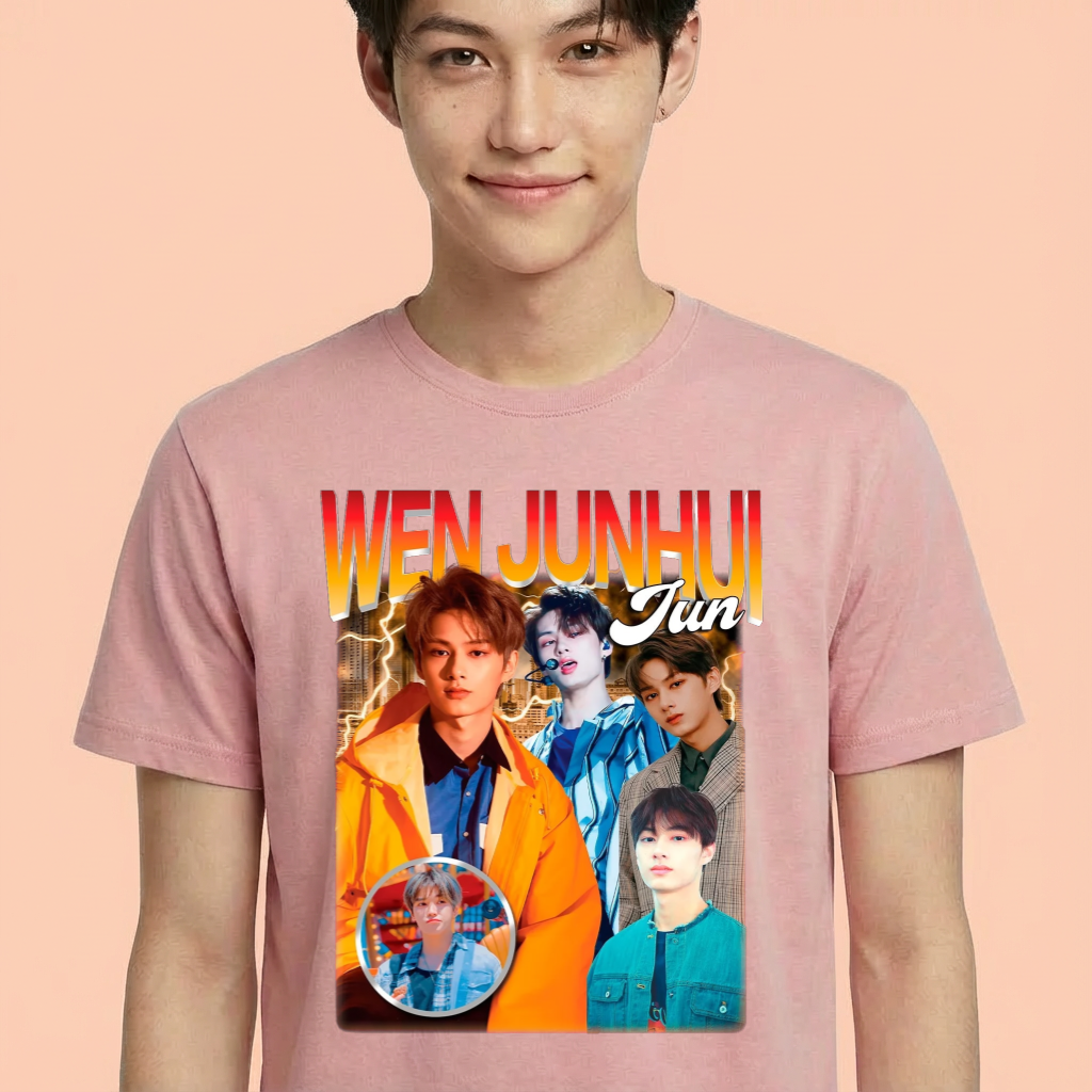Camiseta Seventeen Junhui Retro 90's rosa