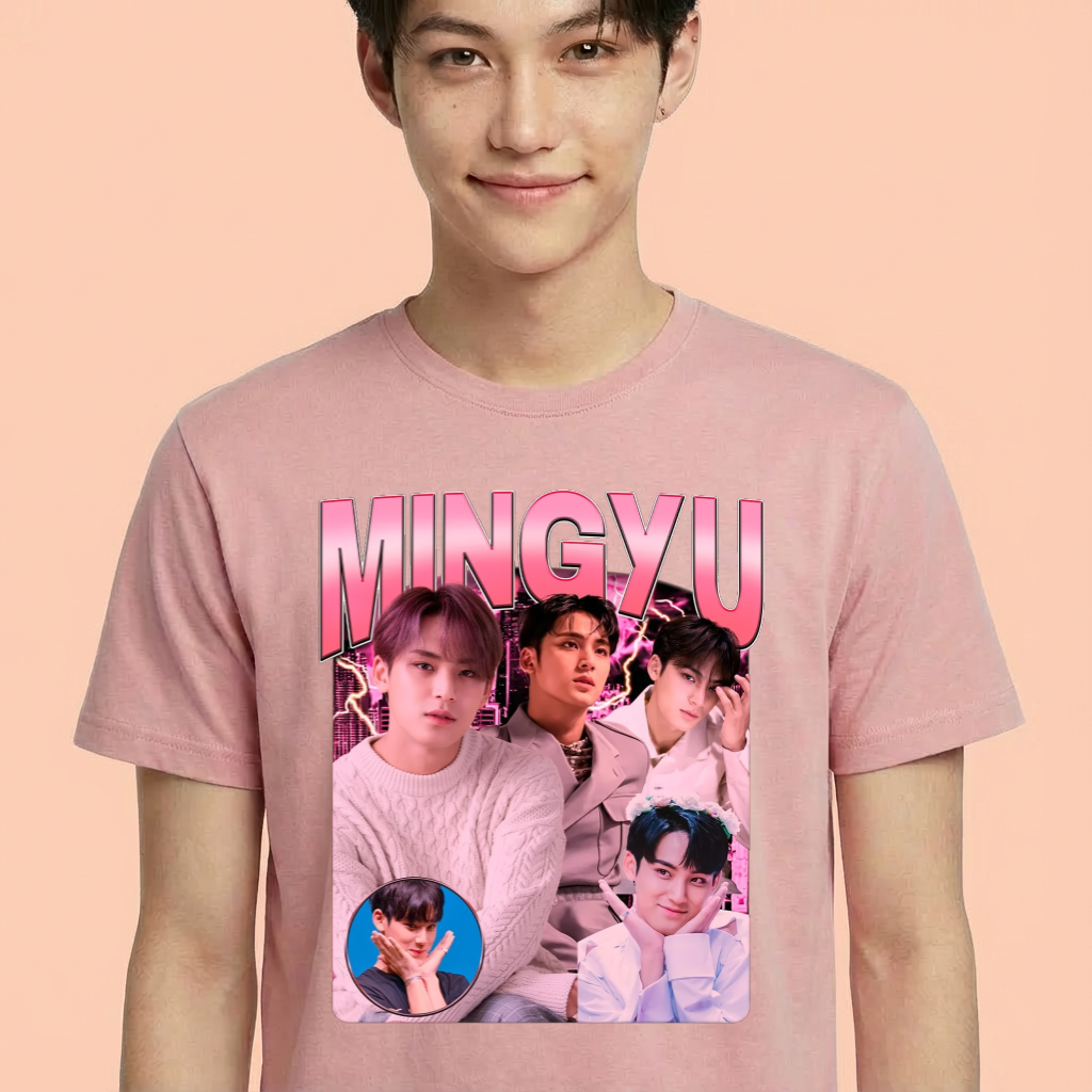 Camiseta camiseta-basica-seventeen-mingyu - Rosa
