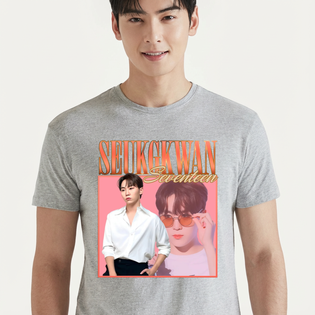 Camiseta camiseta-basica-seventeen-seungkwan-retro - Cinza