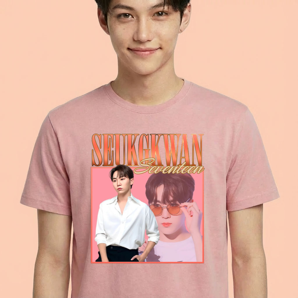 Camiseta camiseta-basica-seventeen-seungkwan-retro - Rosa