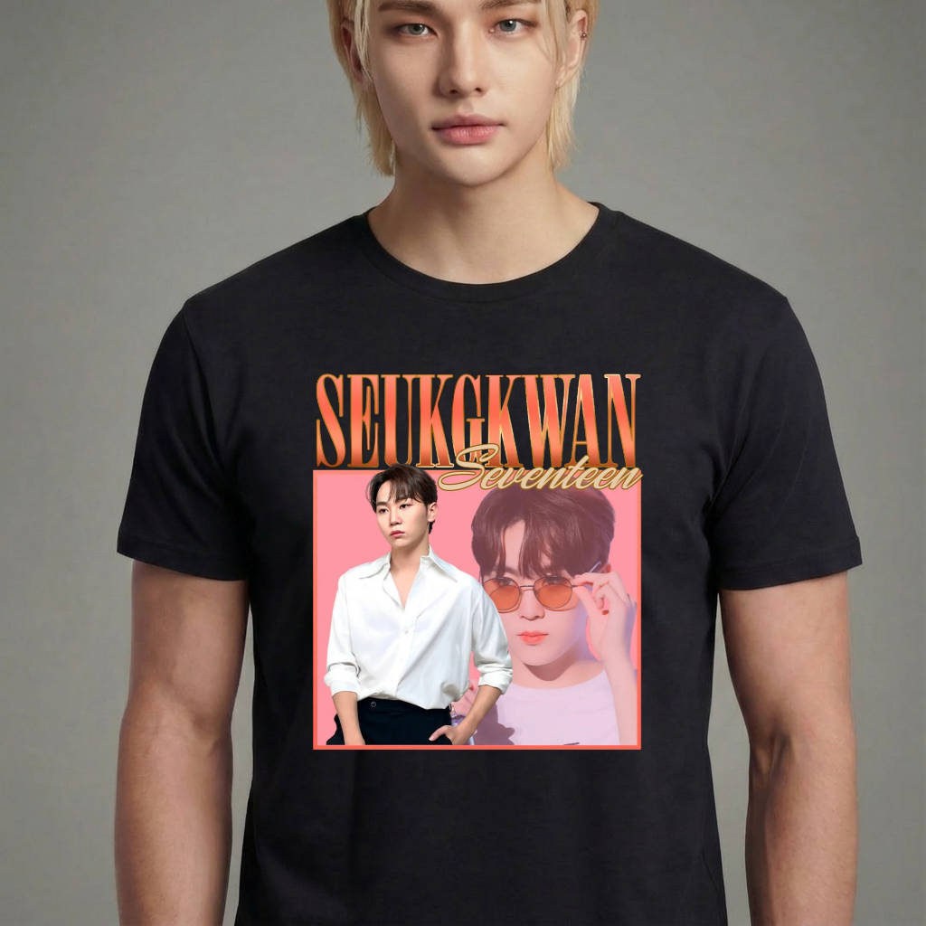 Camiseta camiseta-basica-seventeen-seungkwan-retro - Preta