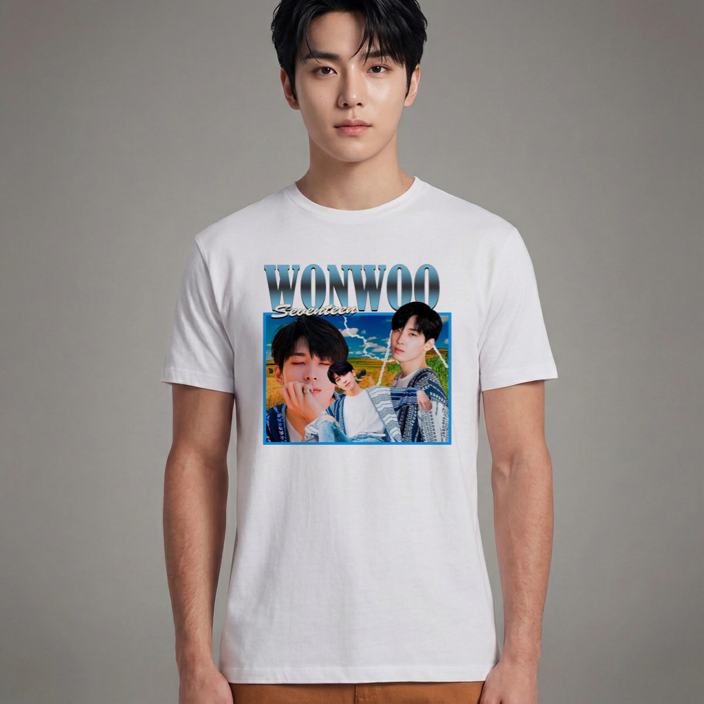 Camiseta Básica Seventeen Wonwoo Graphic - Branca