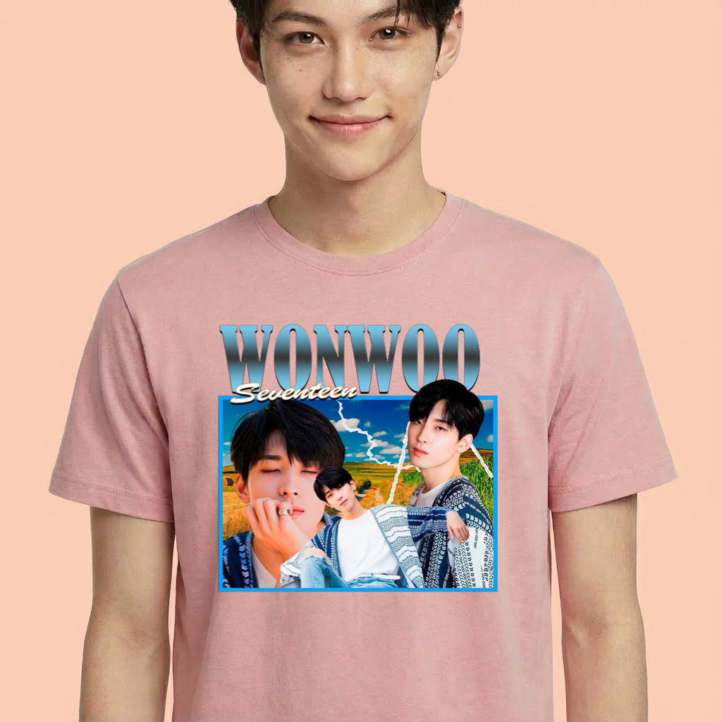 Camiseta camiseta-basica-seventeen-wonwoo-1 - Rosa