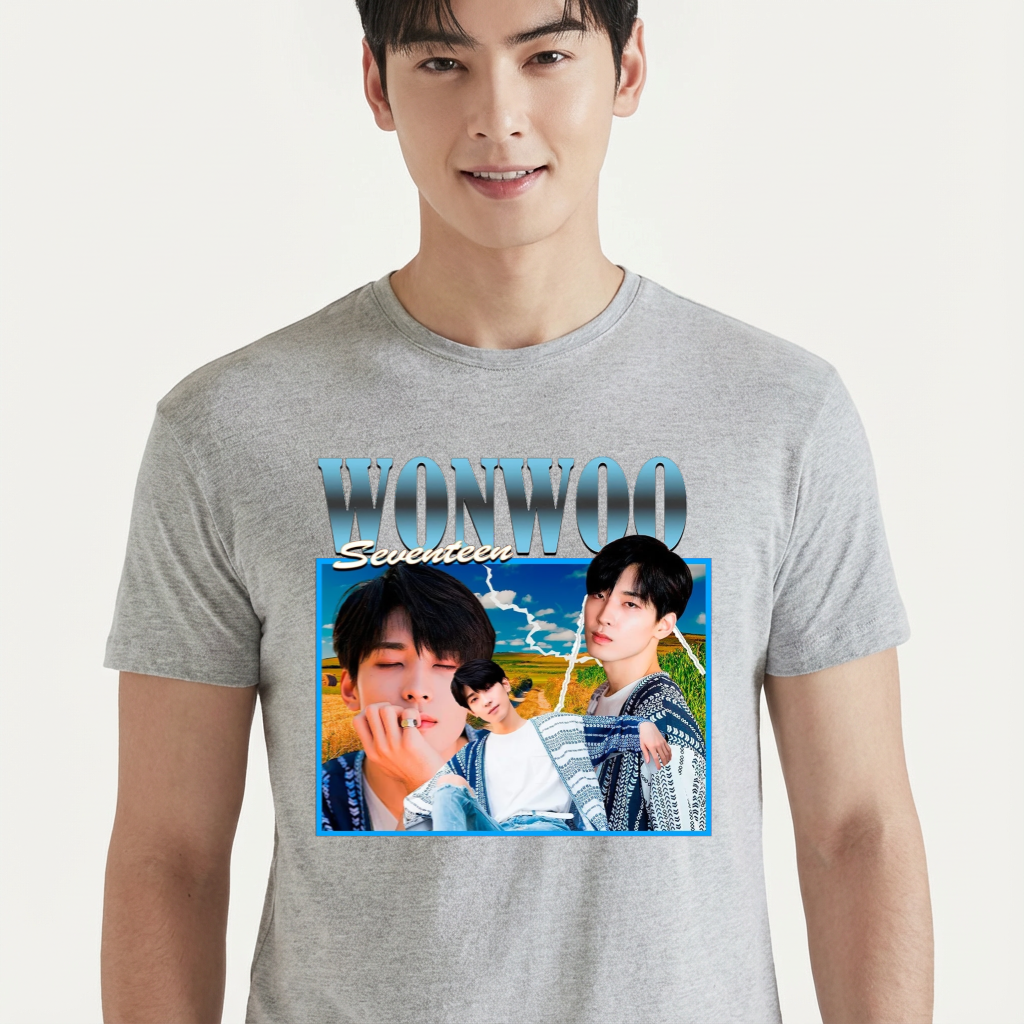 Camiseta Seventeen Wonwoo Graphic cinza