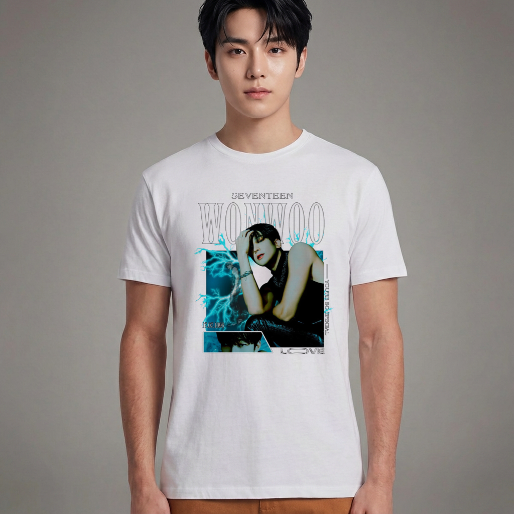Camiseta Seventeen Wonwoo branca