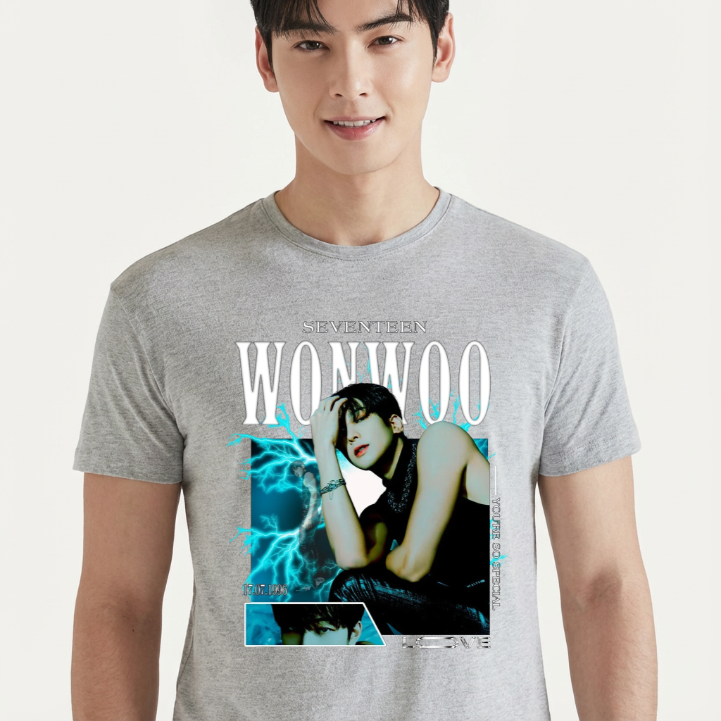 Camiseta camiseta-basica-seventeen-wonwoo - Cinza