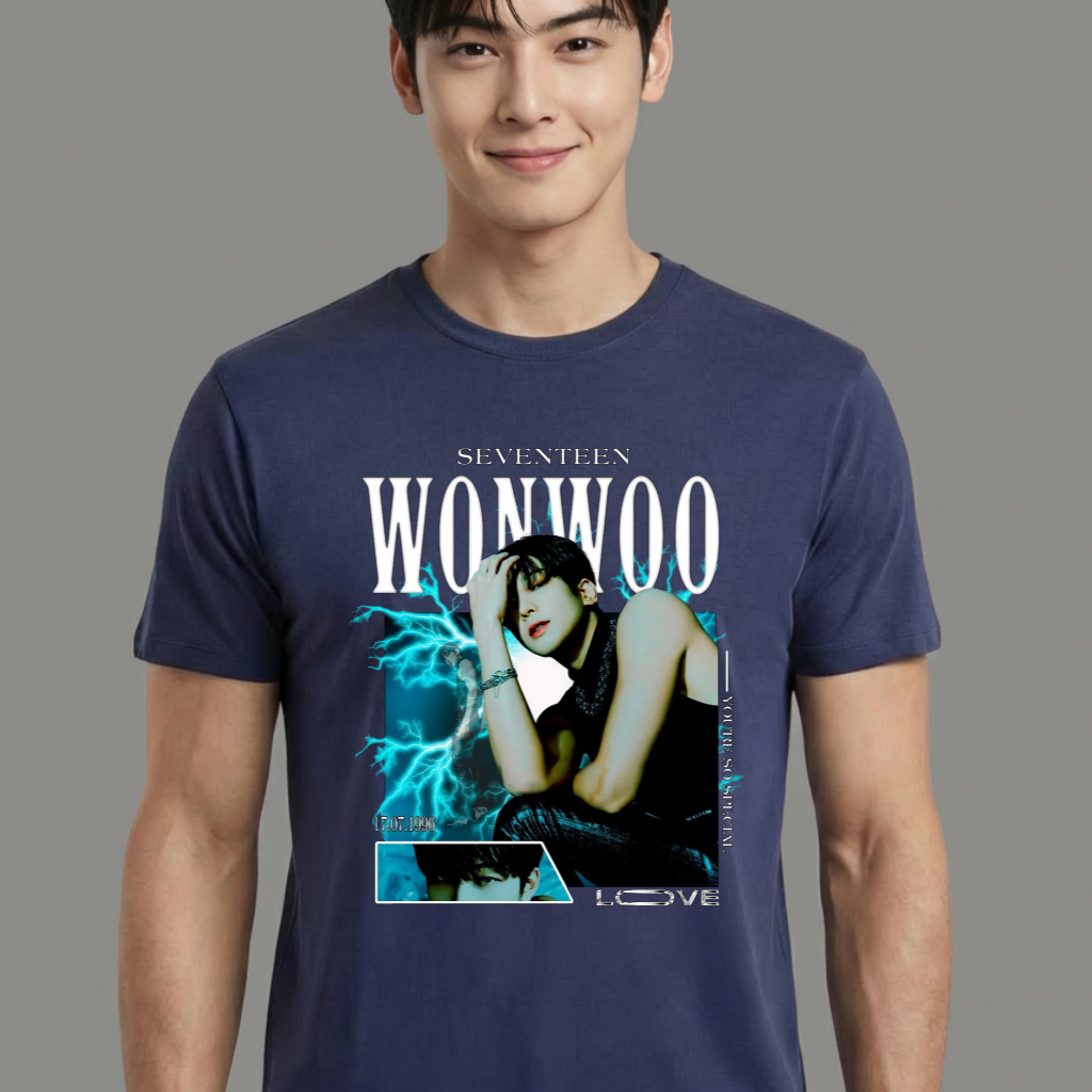 Camiseta camiseta-basica-seventeen-wonwoo - Azul