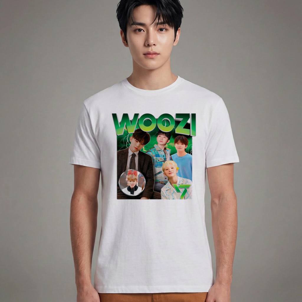 Camiseta Básica Seventeen Woozi Graphic - Branca