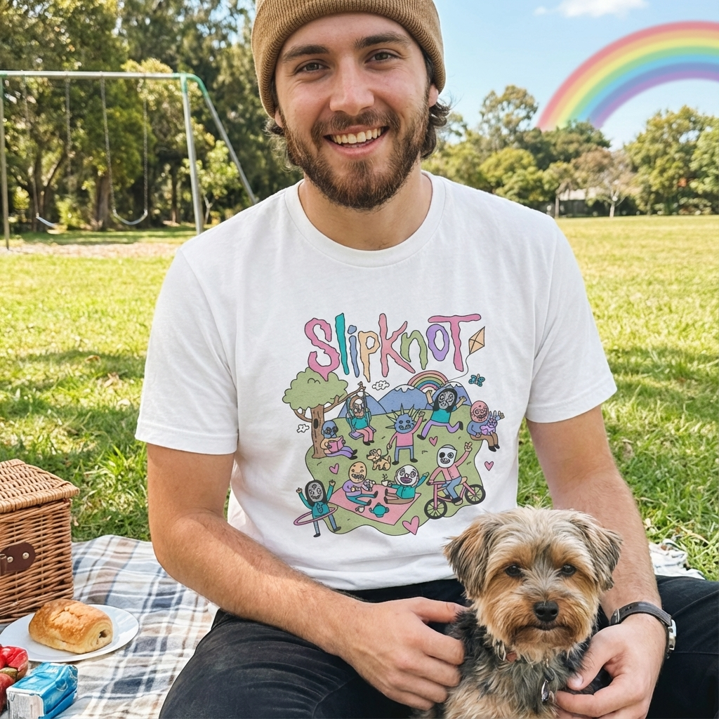 Camiseta Básica Slipknot Funny - Branca