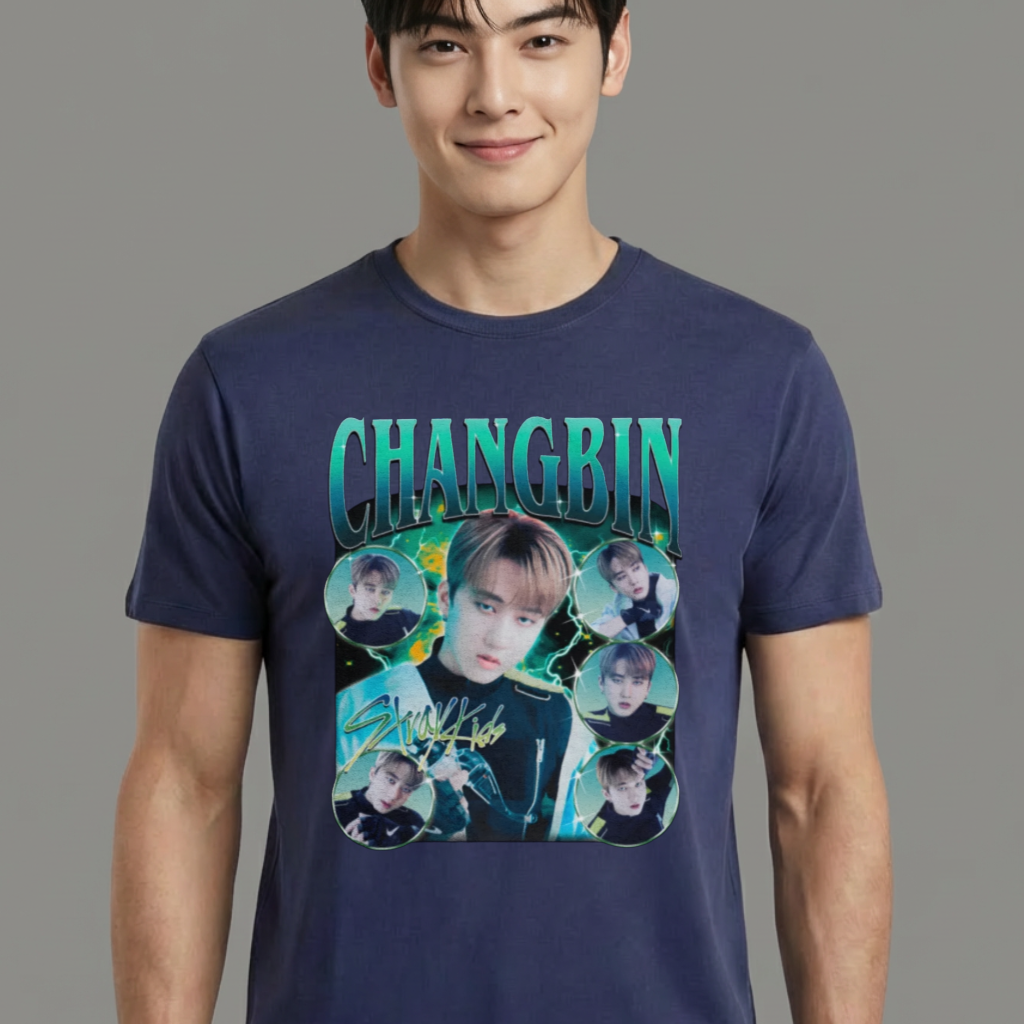 Camiseta Stray Kids Changbin azul