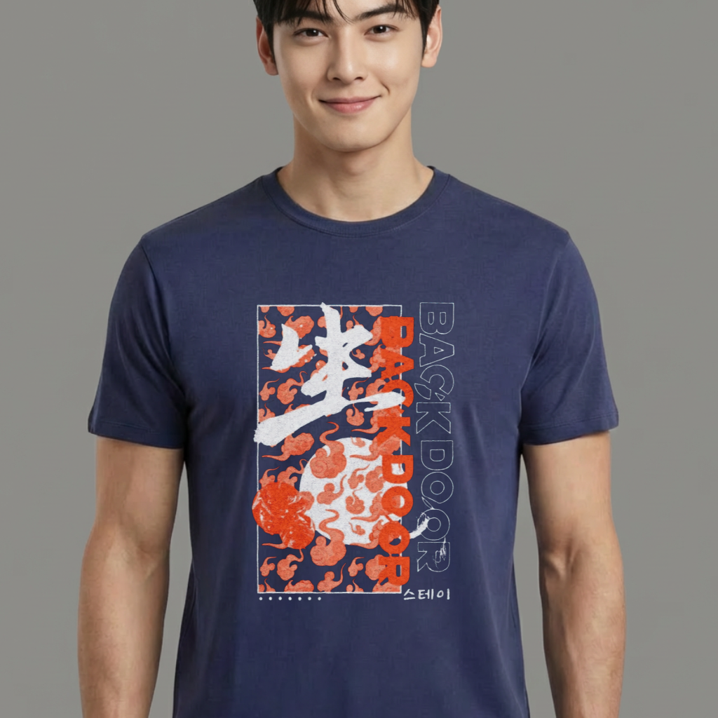 Camiseta camiseta-basica-stray-kids-back-door - Azul