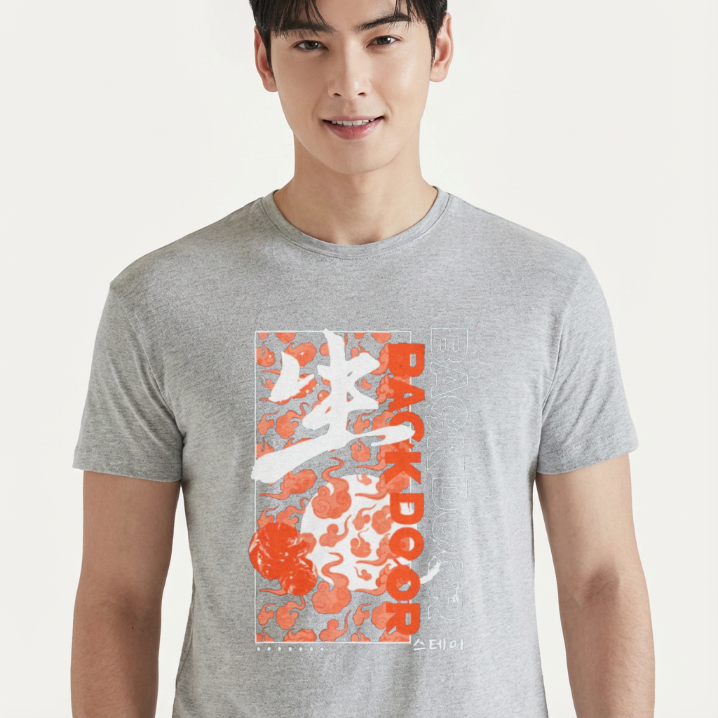 Camiseta Stray Kids Back Door cinza