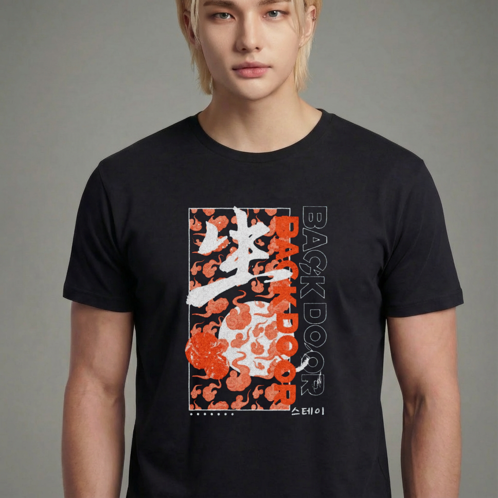 Camiseta camiseta-basica-stray-kids-back-door - Preta