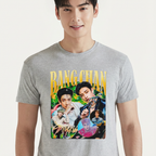 Camiseta Stray Kids Bang Chan Retro cinza