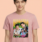 Camiseta Stray Kids Bang Chan Retro rosa