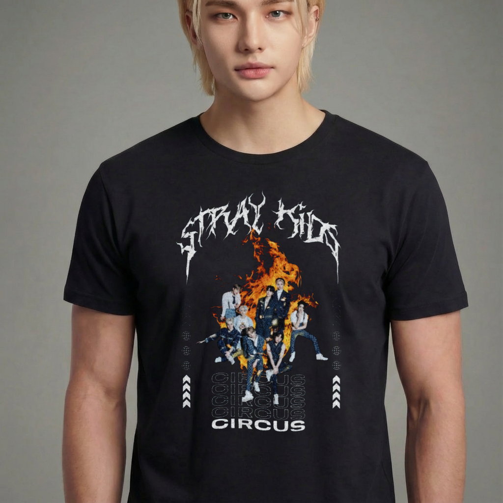 Camiseta camiseta-basica-stray-kids-circus - Preta
