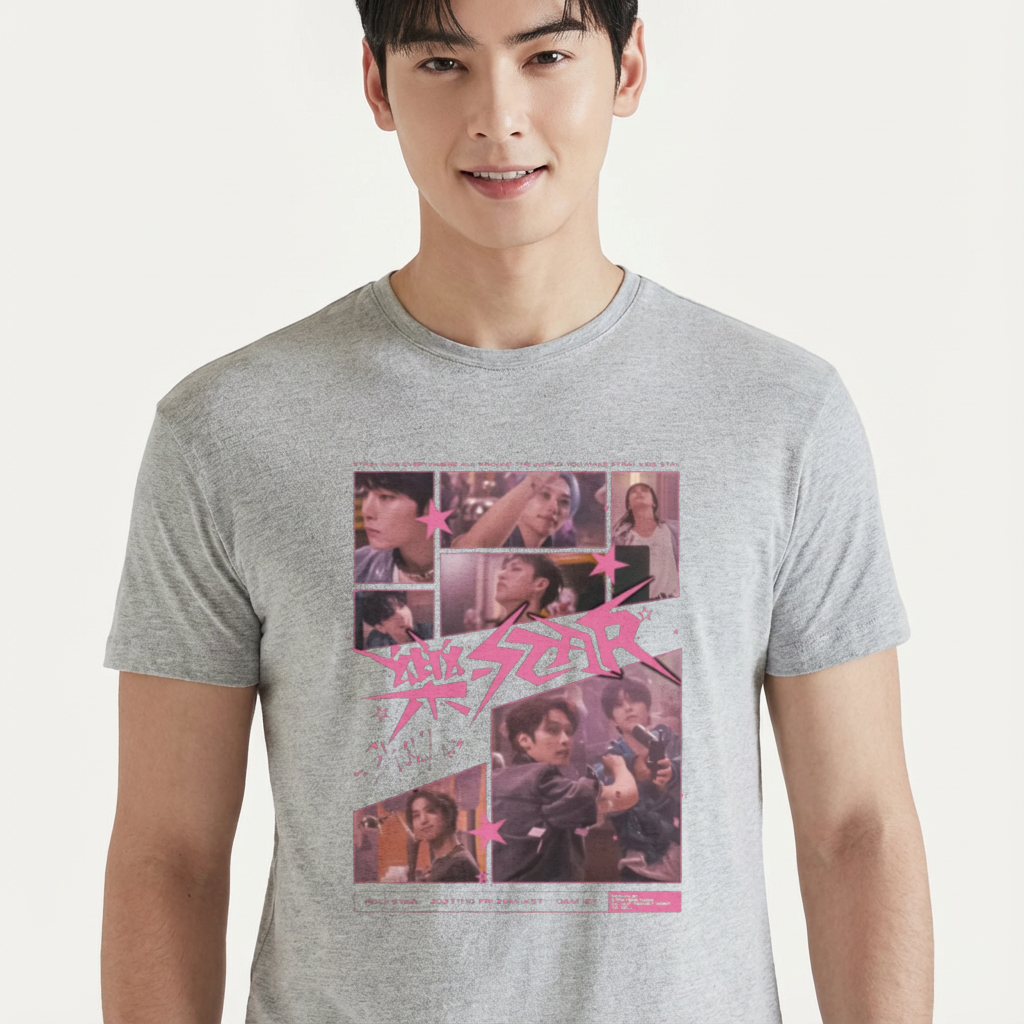 Camiseta camiseta-basica-stray-kids-everywhere-all-around-the-world - Cinza