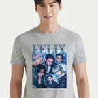 Camiseta Stray Kids Felix Retro cinza