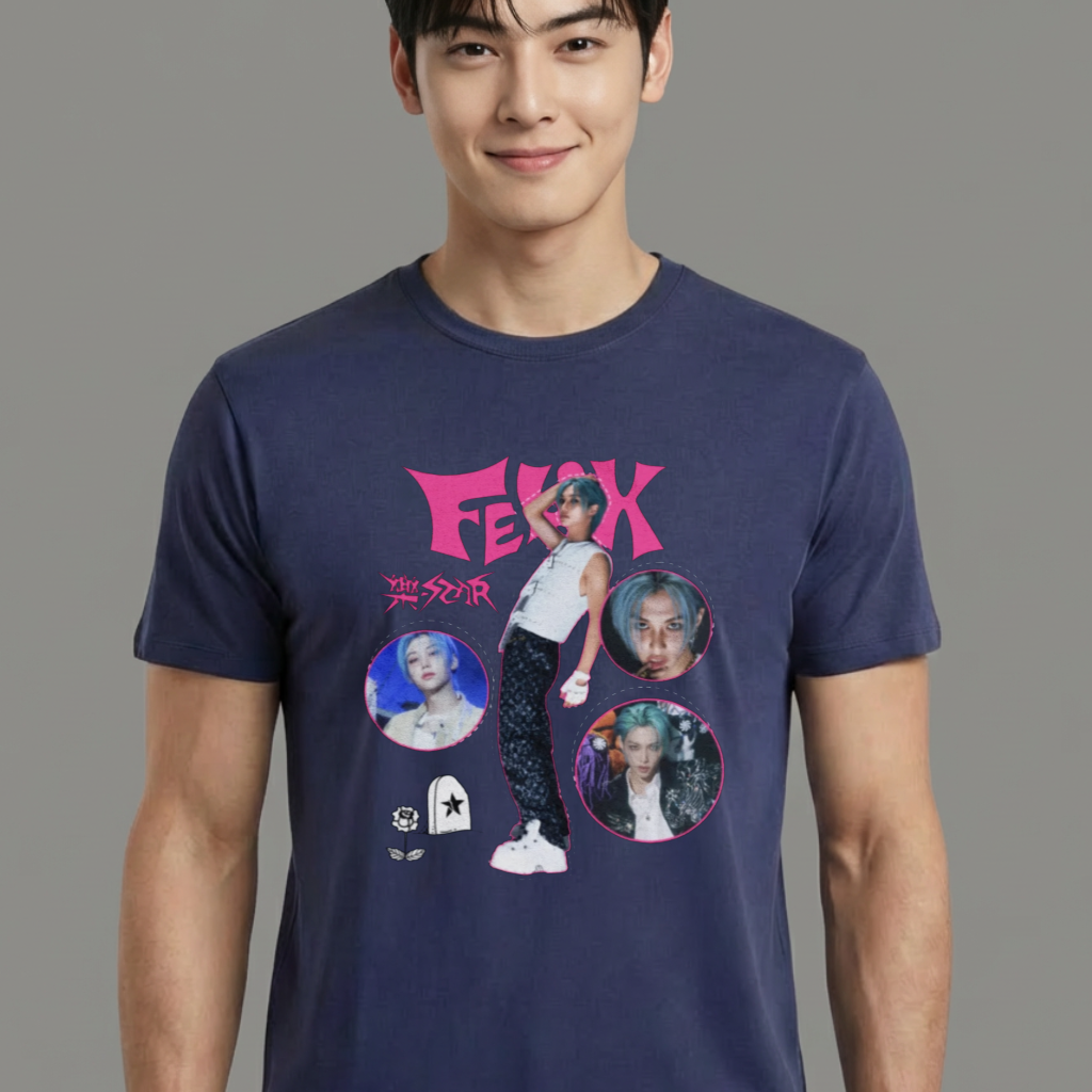 Camiseta Stray Kids Felix azul