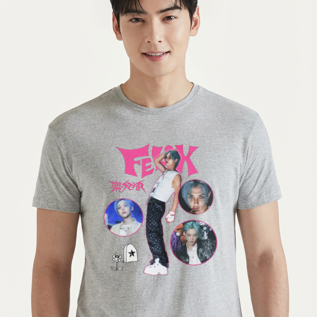 Camiseta camiseta-basica-stray-kids-felix - Cinza