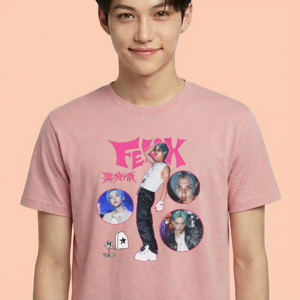 Camiseta camiseta-basica-stray-kids-felix - Rosa
