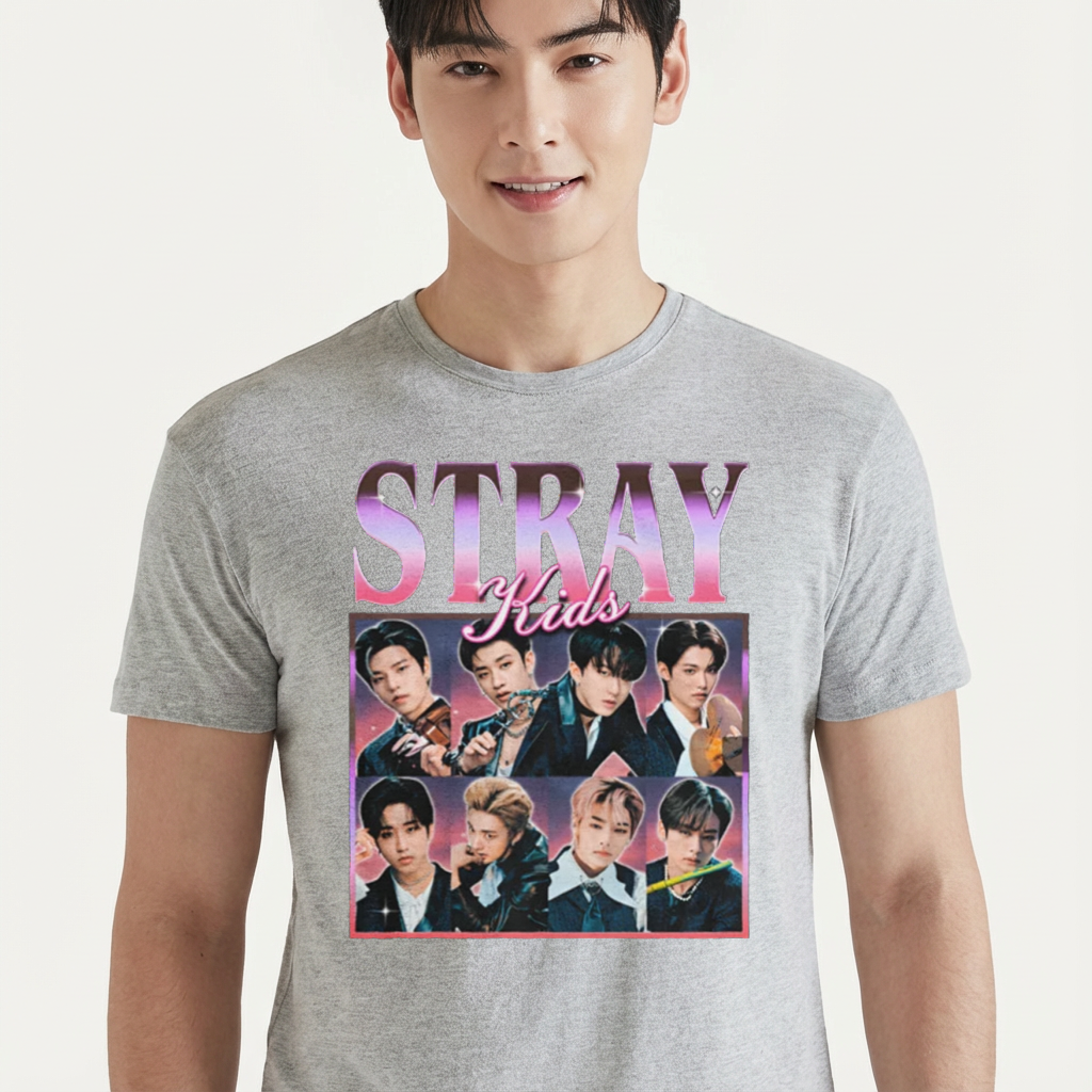 Camiseta Stray Kids Graphic cinza