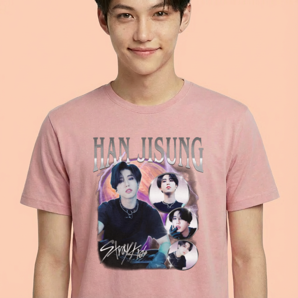 Camiseta Stray Kids Han Jisung rosa