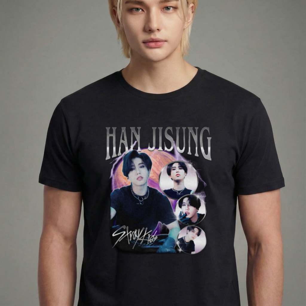 Camiseta camiseta-basica-stray-kids-han-jisung - Preta