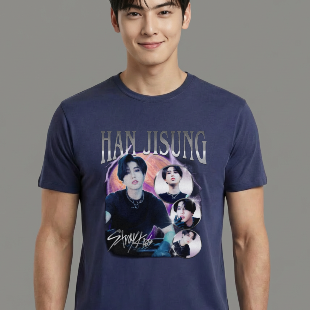 Camiseta Stray Kids Han Jisung azul