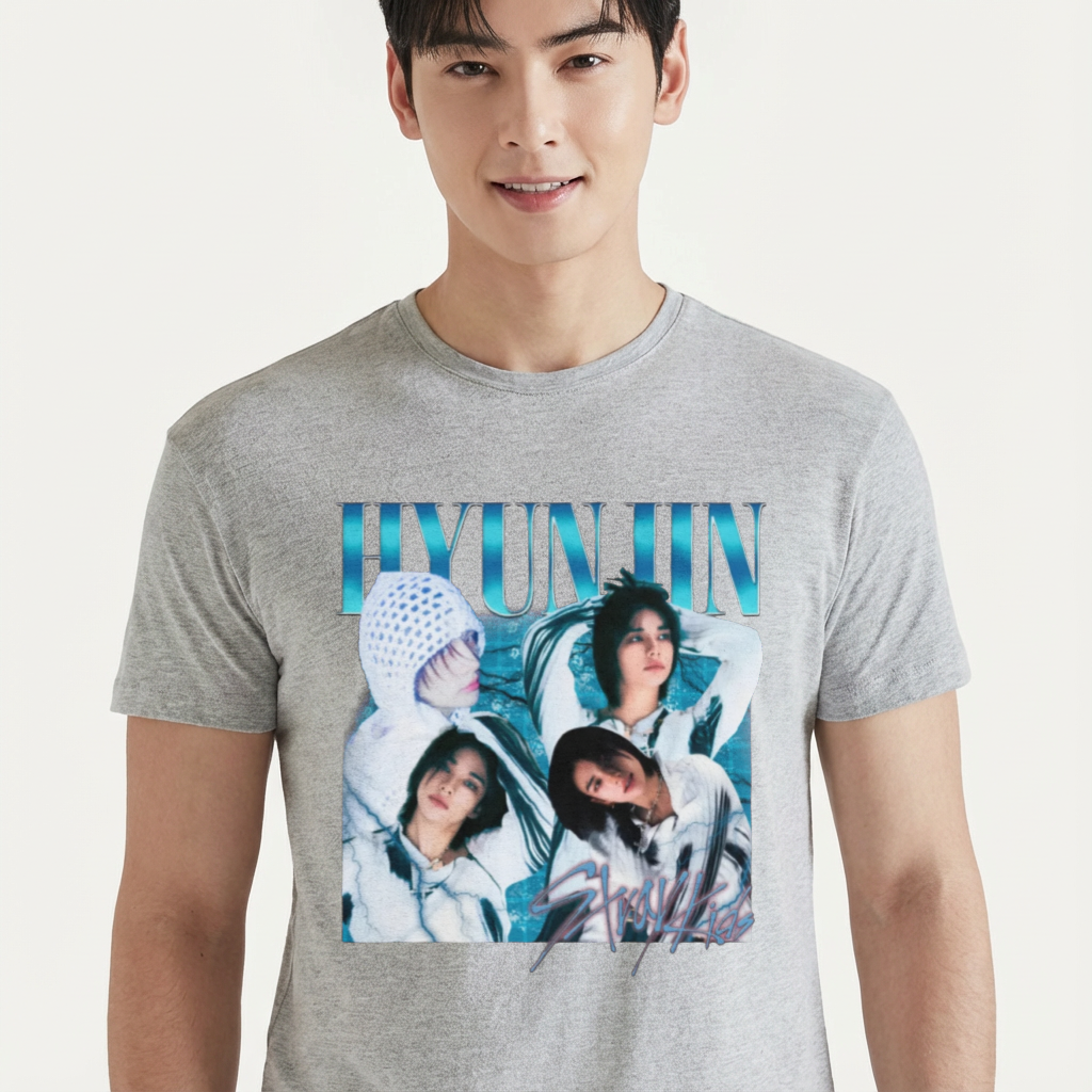 Camiseta Stray Kids Hyunjin Graphic cinza