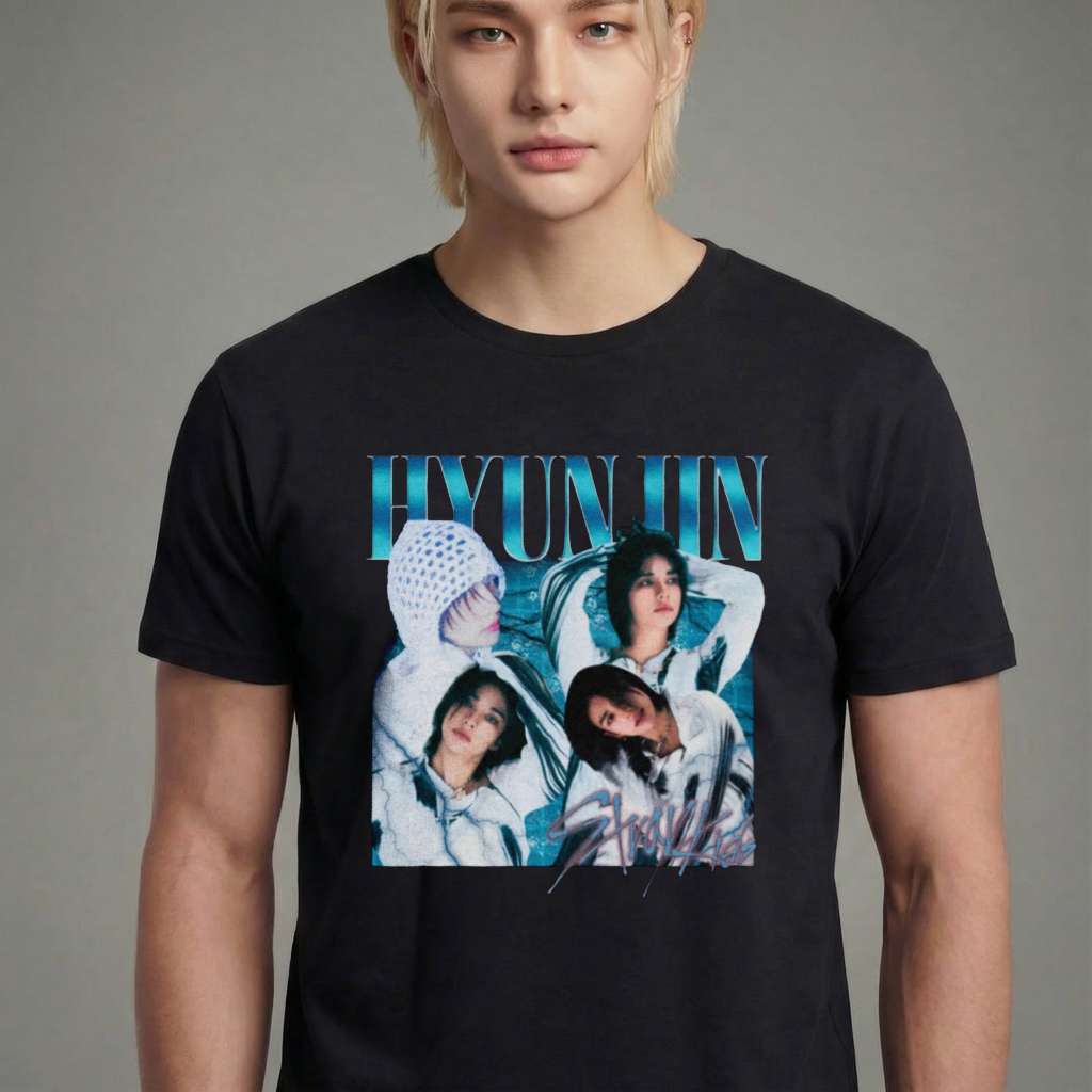 Camiseta camiseta-basica-stray-kids-hyunjin-1 - Preta