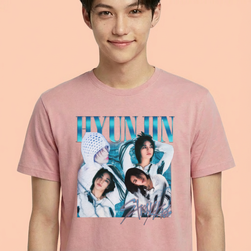 Camiseta camiseta-basica-stray-kids-hyunjin-1 - Rosa