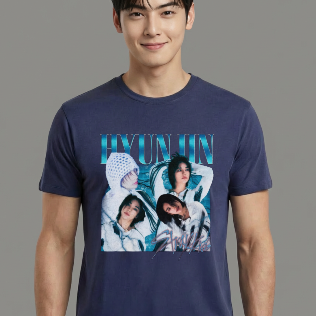 Camiseta camiseta-basica-stray-kids-hyunjin-1 - Azul