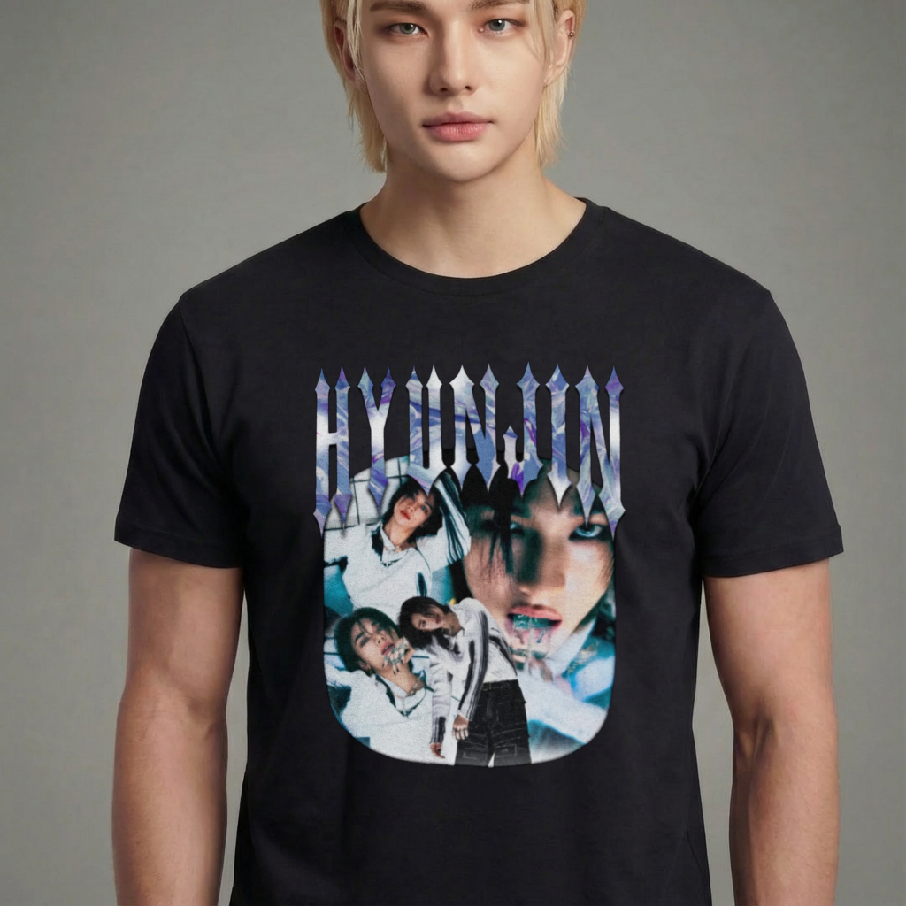 Camiseta camiseta-basica-stray-kids-hyunjin-graphic - Preta