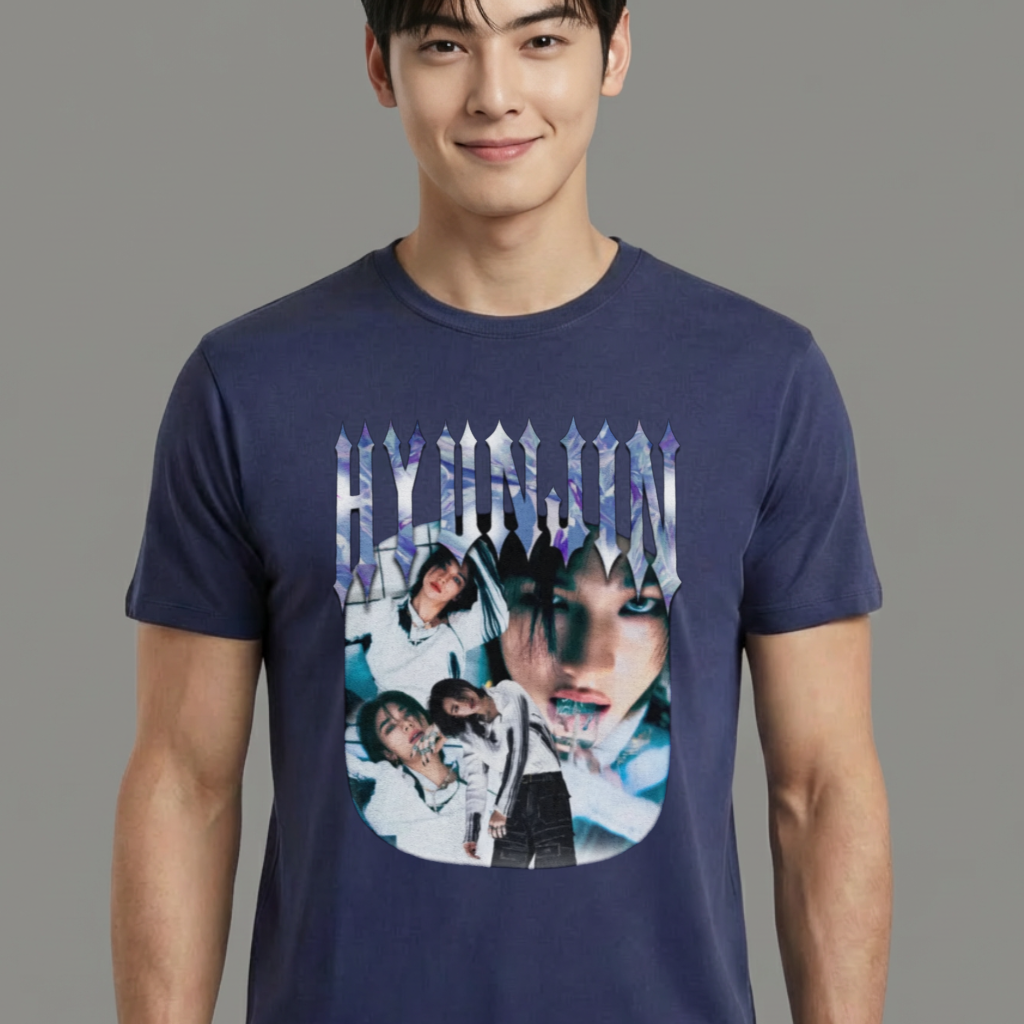Camiseta camiseta-basica-stray-kids-hyunjin-graphic - Azul