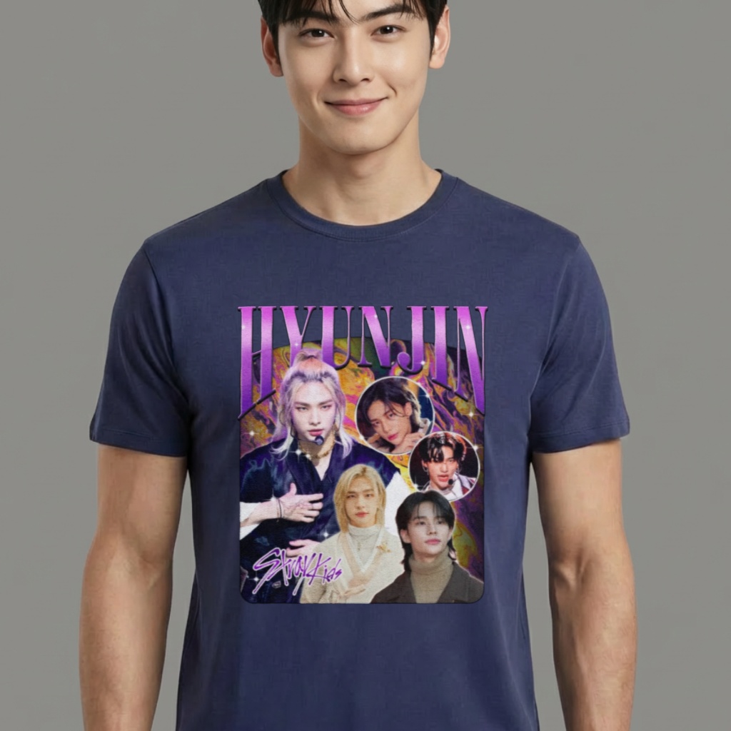 Camiseta Stray Kids Hyunjin azul