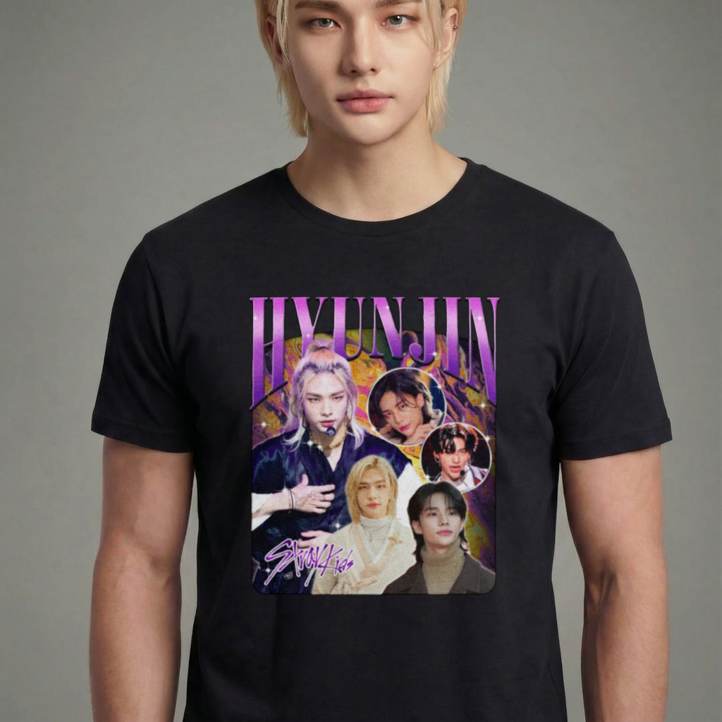 Camiseta camiseta-basica-stray-kids-hyunjin - Preta