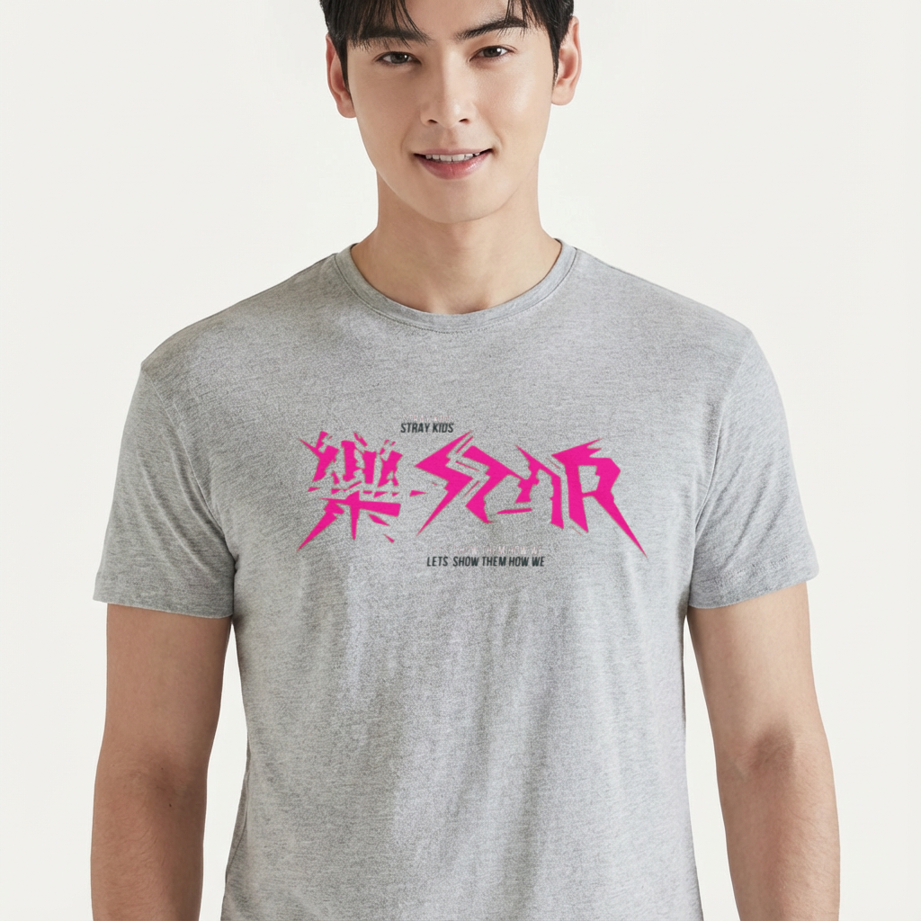 Camiseta Stray Kids Let's Show How We Rock cinza