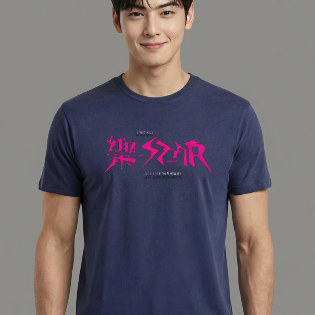 Camiseta camiseta-basica-stray-kids-lets-show-how-we-rock - Azul