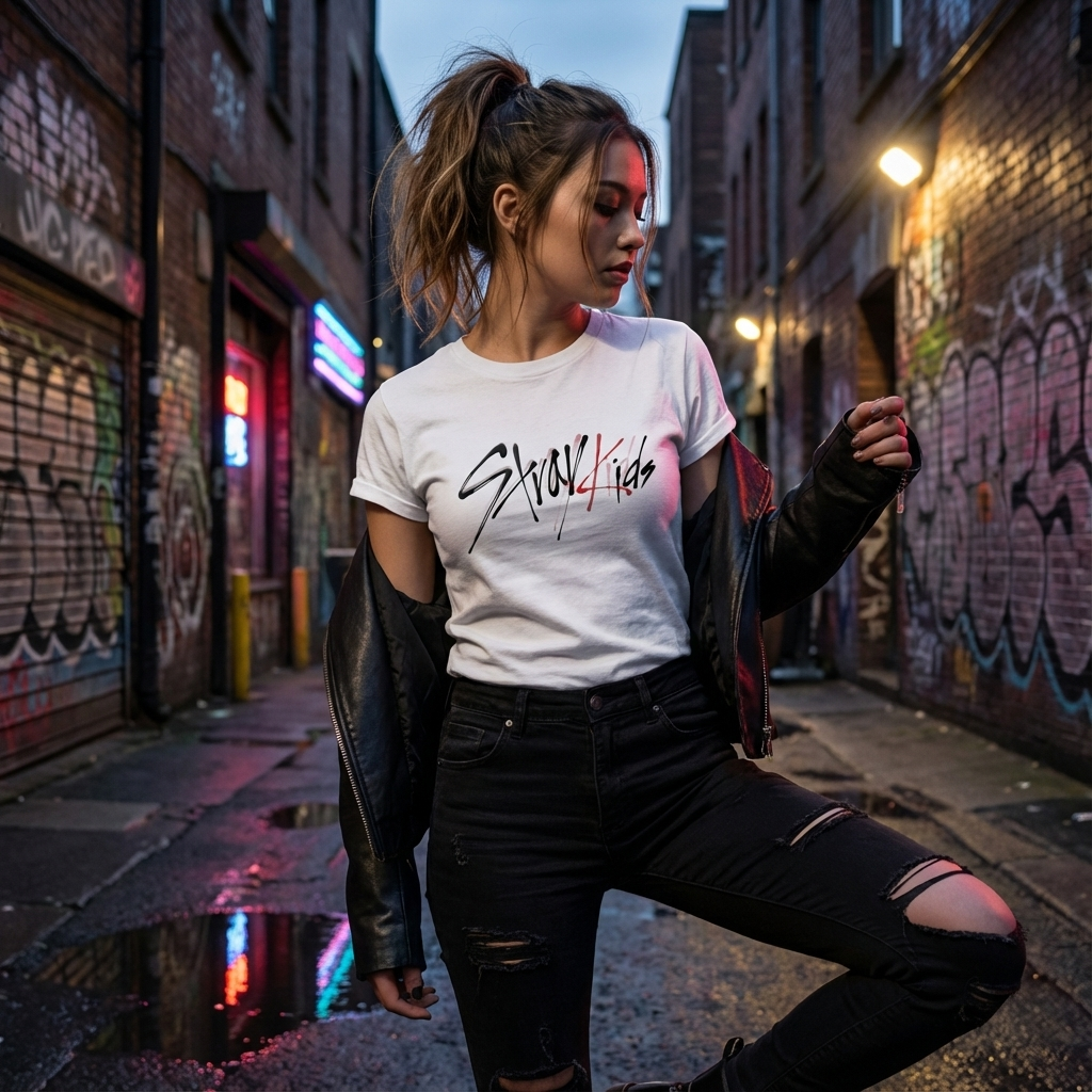 Camiseta Básica Stray Kids Logo - Branca